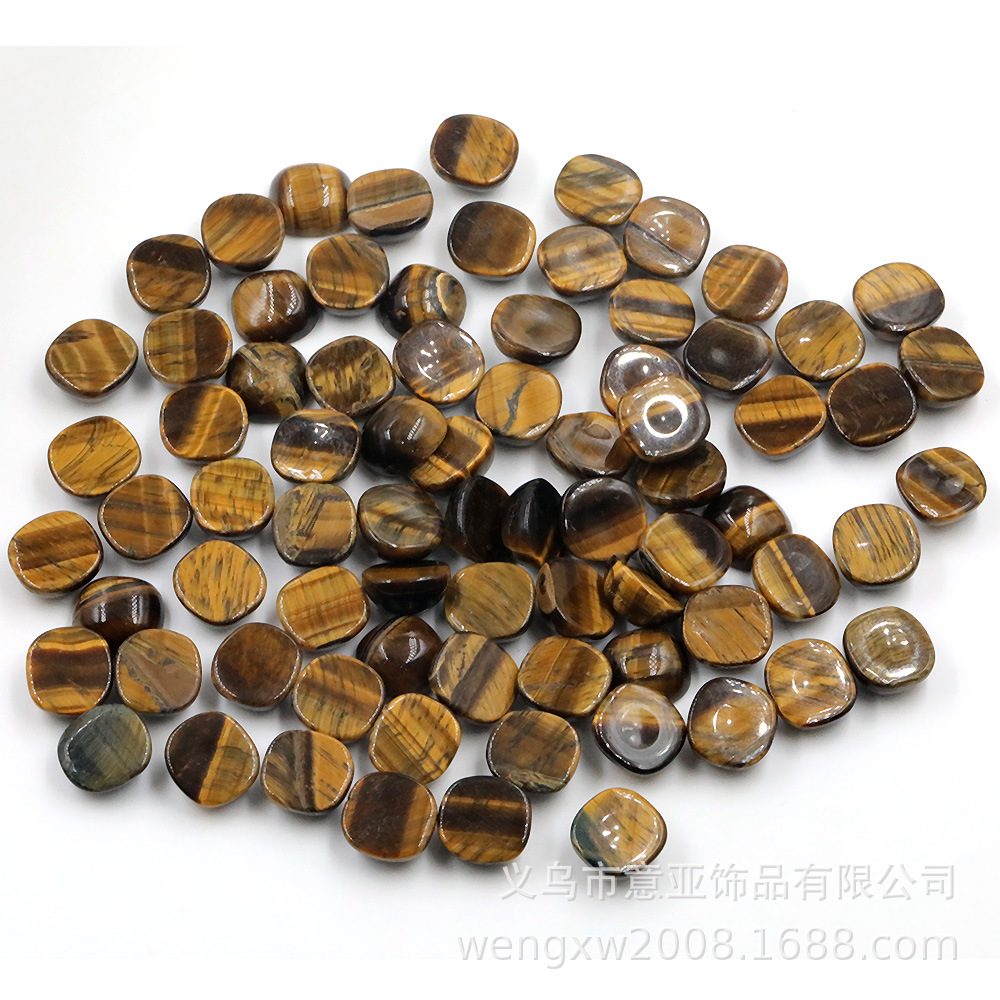 Natural Tiger Eye Stone Flat Bottom Ring Face Round Corner Square Patch Diy Accessories Yellow Tiger Eye Thickening Fat Square Ring Material Tiger Eye Bead details Picture
