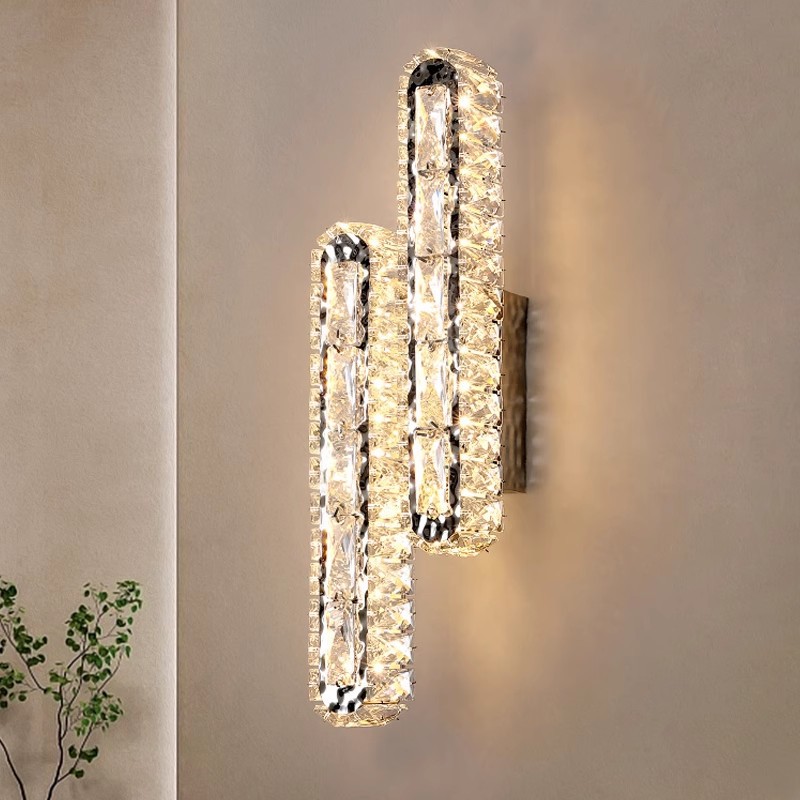 Cross-border new crystal wall lamp, light luxury style, living room, bedroom, bedside lamp, hotel, villa, KTV, engineering type LED wall lamp Application Scenario