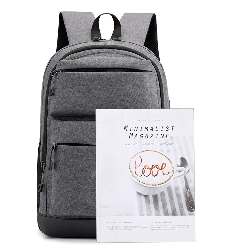 Cross-border solid-color schoolbag, waterproof, wear-resistant and load-reducing backpack, men's high-end sense, large-capacity ultra-lightweight travel backpack Item Picture