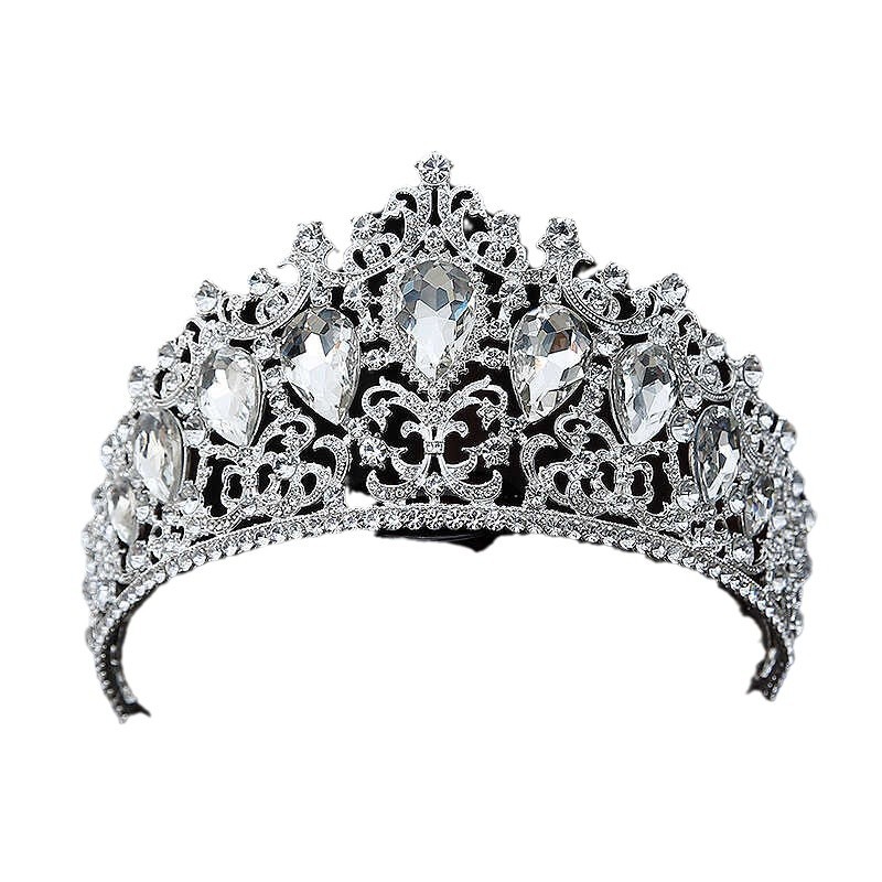 Super sparkling full diamond princess and queen crown hair band, bride wedding banquet headwear, light luxury and high-end style hair accessory for women Item Picture
