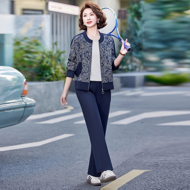 2025春秋时尚减龄妈妈女装休闲运动套装新款中年妈妈运动服两件套产品图