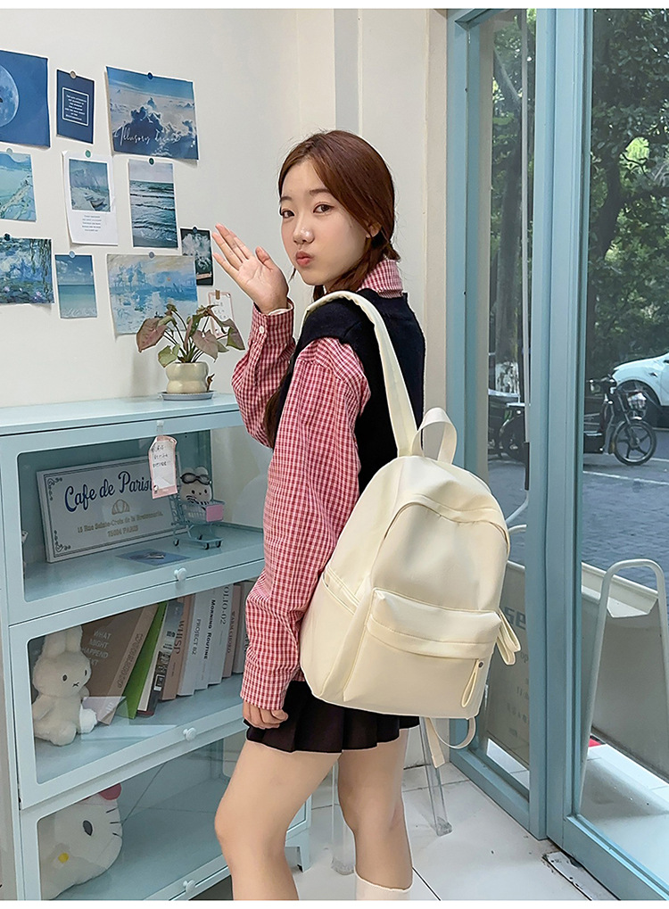 书包女ins 小清新高中生双肩包女纯色少女旅行背包男耐磨休闲背包详情24