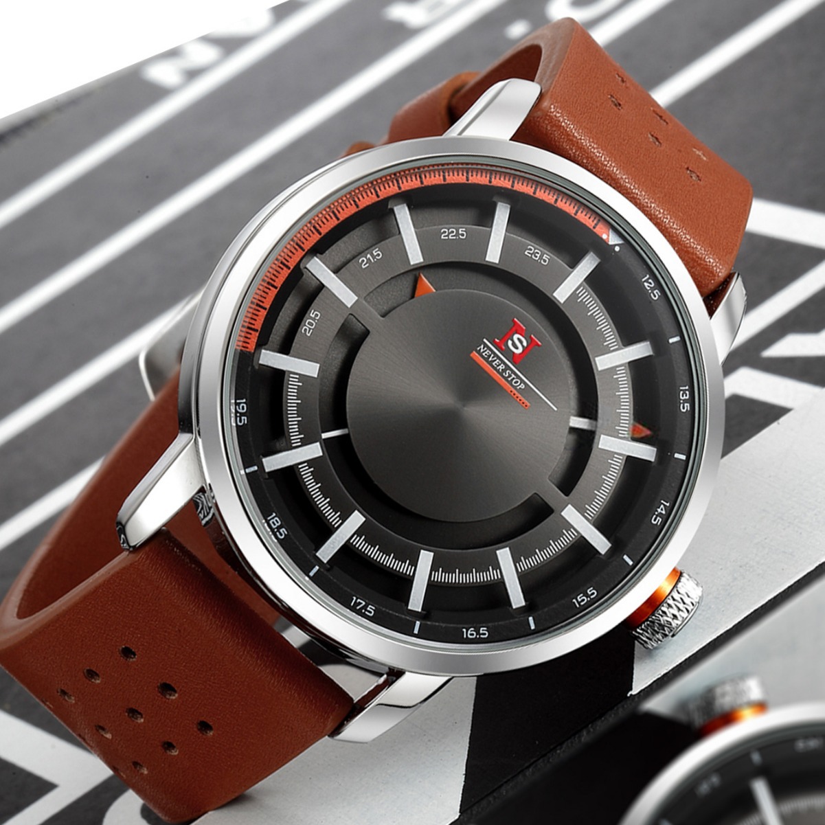 【 Factory Direct Supply 】TOMI-NS New student sports fashion leather strap watch with hands quartz men's wristwatch details Picture