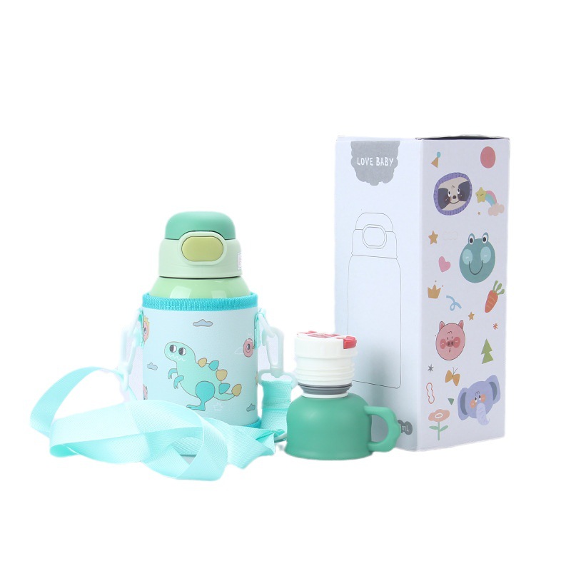 Cloth Cover Stainless Steel Children Cute Store Thermos Cup Men And Women Cute Cartoon Straw Water Cup With Clamshell Cup Item Picture