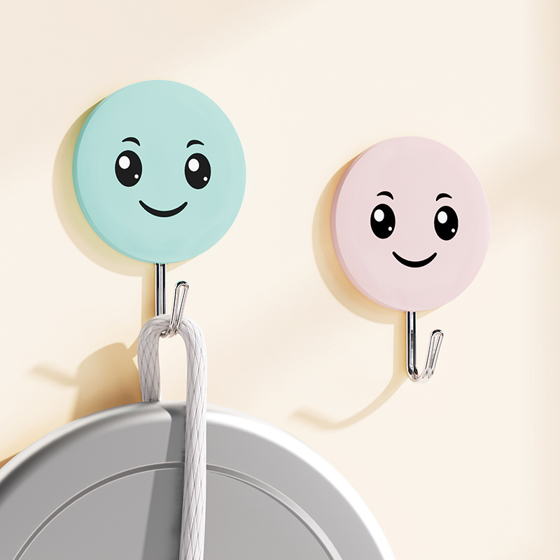 G53 Taizhou Zhenxin Simple Cartoon Cute Smiling Face Adhesive Hook Manufacturer Wholesale Adhesive wall-mounted hook without Drilling, hot-selling hook Specification image