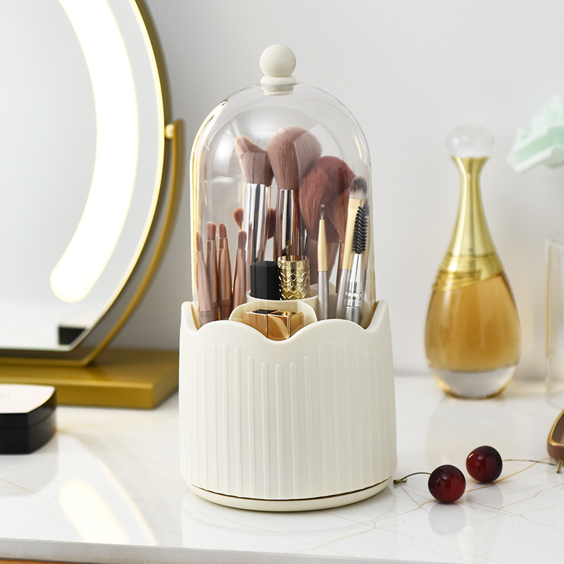 Rotating Makeup Brush Organizer Loose Powder Dust Powder Organizer Eyeshadow Brush Bucket Desktop Eyebrow Pencil Brush Holder details Picture
