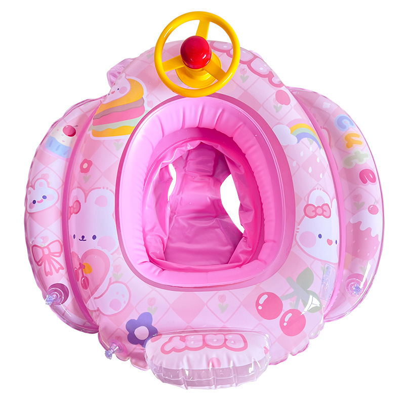 Take A Boat With A Water Gun Cute Cartoon Printed Children's Steering Wheel Seat For Children And Babies Swimming Sponge Bottom Ring Wholesale Item Picture