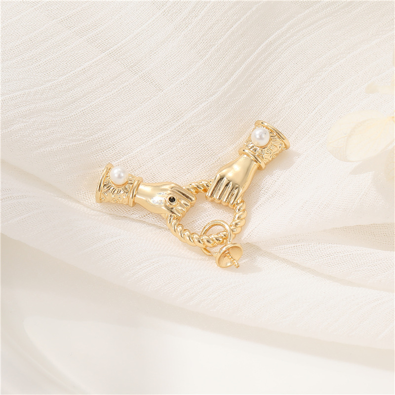 Diy Jewelry Accessories 14K Real Gold Pearl Buckle Zircon Microinset Zircon Clip Love Letter Necklace Finishing Buckle Specification drawing