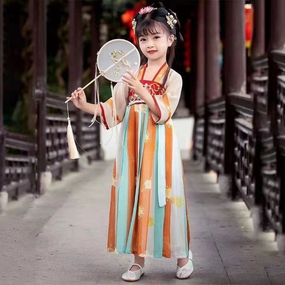 National trend Hanfu, children's boys' New Year's Day and girls' performance costumes, ancient-style blouse and skirt sets, autumn traditional Chinese culture costumes, super immortal ancient costumes and Tang suits Item Picture