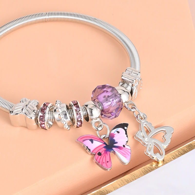 2022 New European And American Diamond-Encrusted Fashion Cross-Border Hollow Butterfly Spring Bracelet Female Diamond-Encrusted Crystal Small Fresh Hands Specification drawing