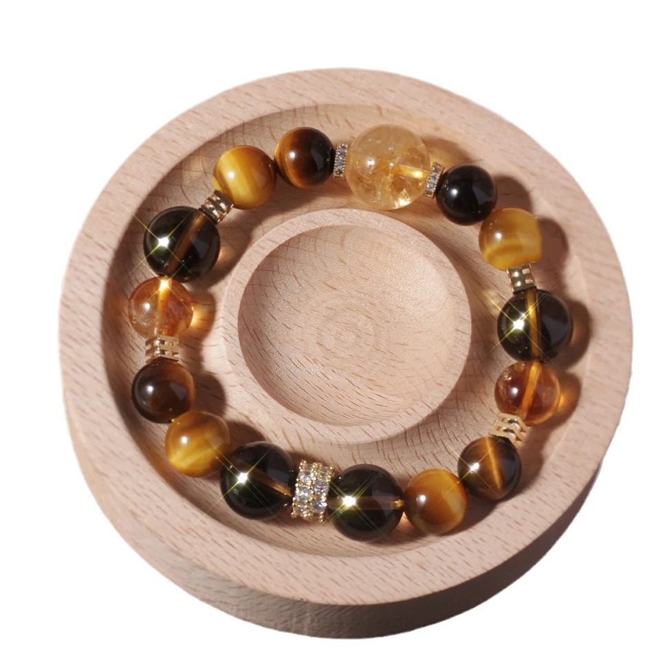 【 Jinba Comprehensive 】 Natural Yellow Tower Crystal, Golden Tiger's Eye, yellow crystal Design bracelet for women Item Picture