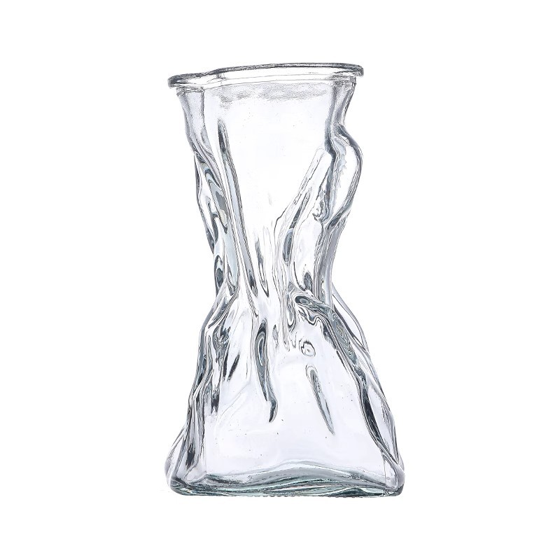 Irregular-shaped Ins-style glass vase with free shipping for the living room of a homestay, water-grown flower decorative item for vase placement Item Picture
