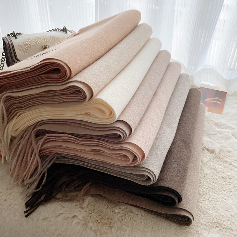 Cashmere Scarf Feel Solid Color Fringed Shawl Long Couple Warm Imitation Cashmere Scarf All Matching Monochrome Shawl Application Scenario