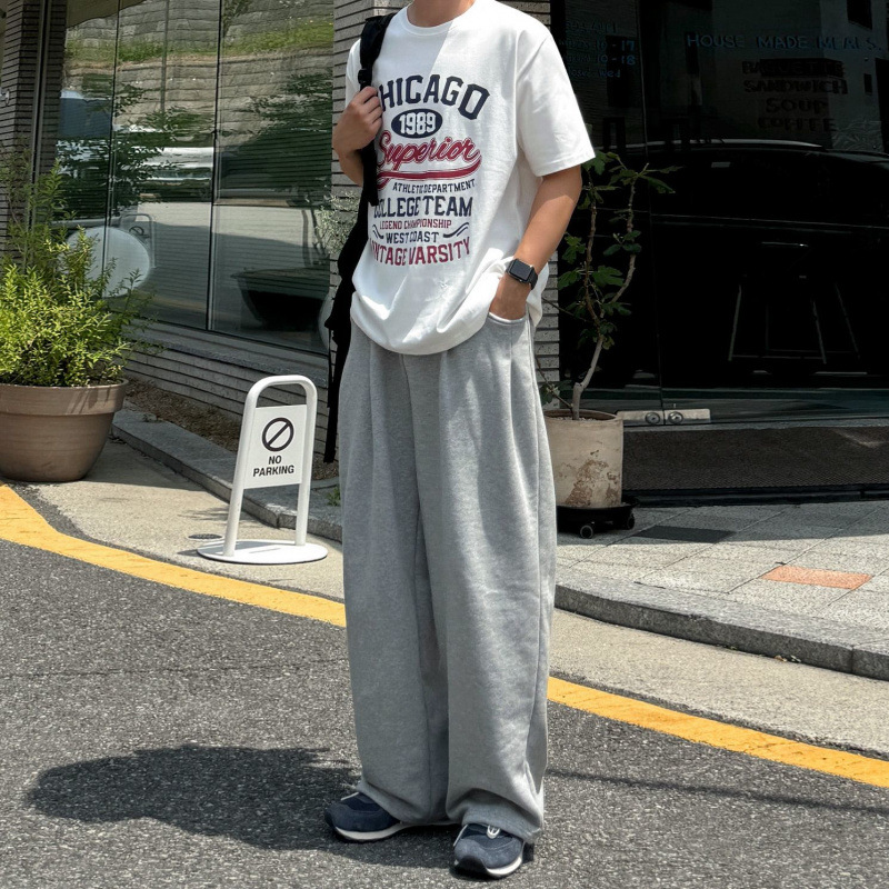 MYQ American letter-printed short-sleeved men's summer loose round-neck half-sleeved Korean commuter style niche pure cotton T-shirt Specification image