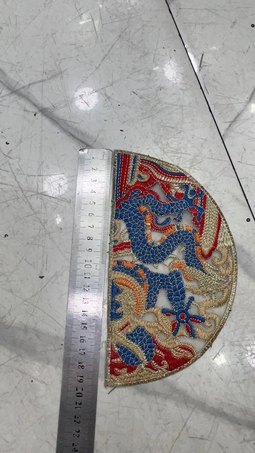 Gallo Wholesale Flat Embroidery Blue Round Flower Semi-Round Blue Dragon Accessories Semi-Finished Clothing Hat, Case, Bag, Hoodie Is Set 16 Item Picture