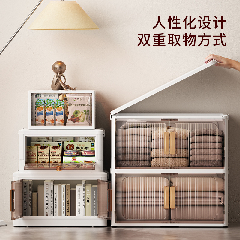 Model Room Light Luxury Folding And Simple Storage Cabinet Free Installation Of Plastic Wardrobe Children's Toys Organizer Transparent Application Scenario