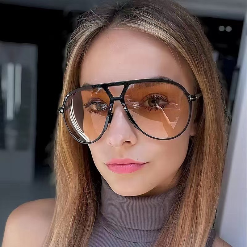 New cross-border fashion double-beam sunglasses, European and American personality T-shaped aviator sunglasses, outdoor driving, fishing and sun protection sunglasses