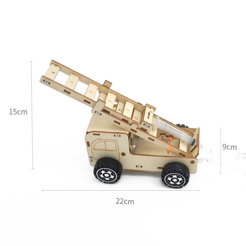 DIY Lift ladder Fire Engine for Big Kids Science Experiment, Small Physics Project material package for Primary School Students, STEAM Science education Application Scenario
