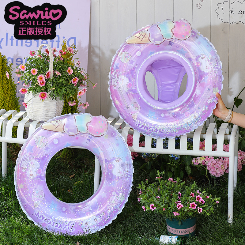 24 New Licensed Sanrio Glitter Swimming Ring Kulomi Children's Seat Ring Glitter Kt Cat Seat Ring Wholesale Specification drawing