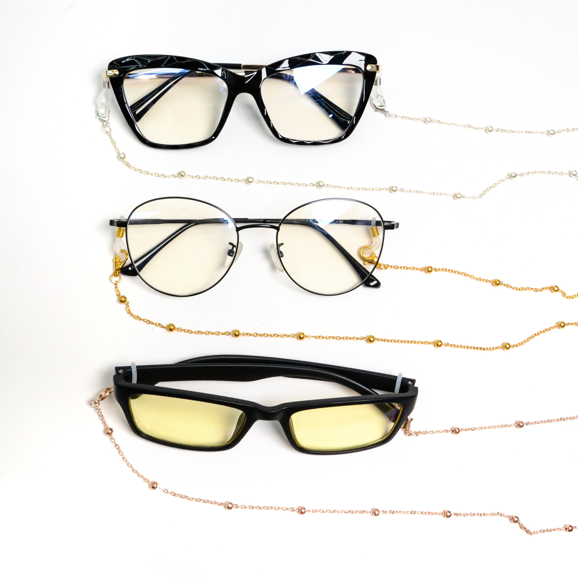 Metal eyeglass chains, mask chains, fashionable sunglasses, anti-loss eyeglass ropes (for both masks and glasses)