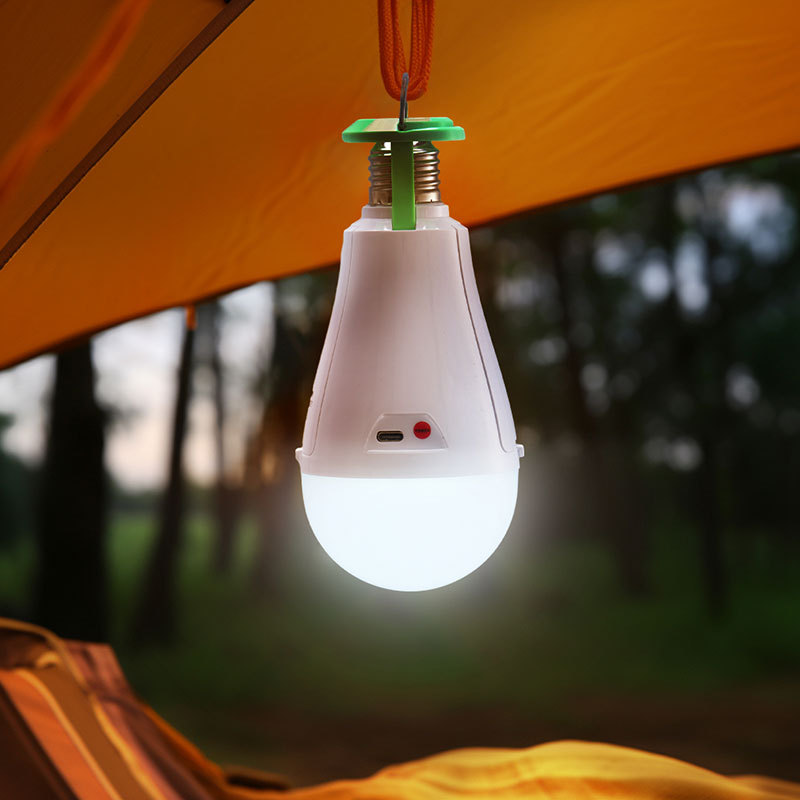 Emergency bulb, external lithium battery charging bulb, screw-type power failure emergency portable mobile night market street lamp details Picture