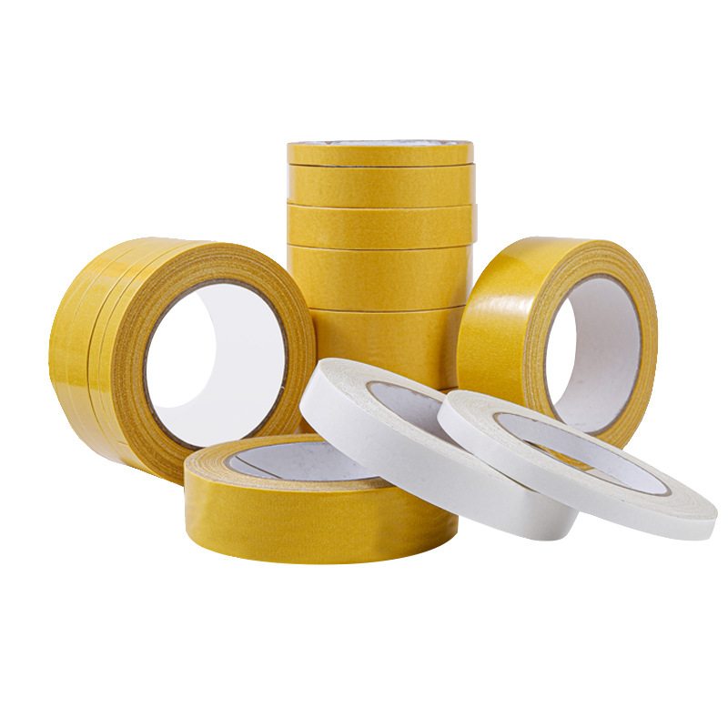 Yellow cloth adhesive high adhesive double-sided carpet fixed wedding exhibition home improvement hand tear non-residual double-sided cloth adhesive tape Item Picture