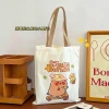 Capibara tutorial bag, cute Capybara student canvas bag, girlish heart hand-held bag, shoulder bag, stationery storage bag Specification image