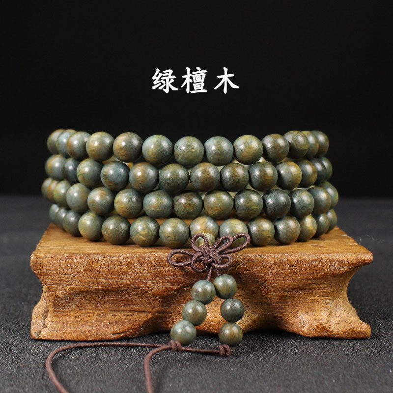 文玩手串108颗檀香佛珠各种檀木念珠男士手链绿檀木黑檀木老山檀详情16