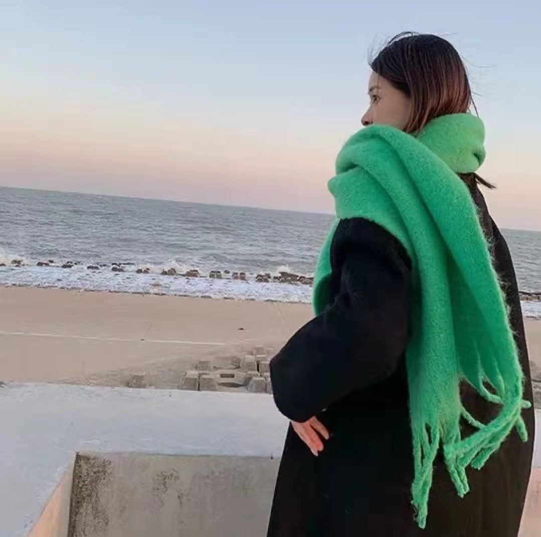 Solid Color Warm Scarf Female Autumn Winter All-Match Woolen Soft Waxy Couple Korean Version Of School Style All-Match Japanese Tide Scarf Specification drawing