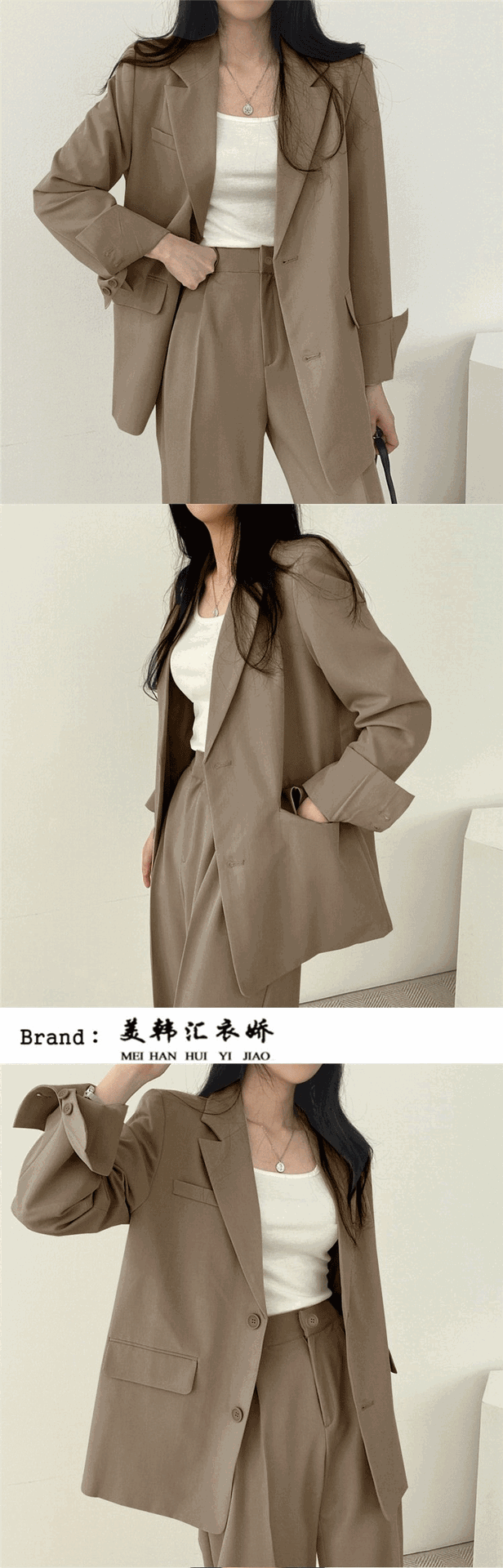 咖色西装外套女2023年春秋小个子炸街新款时尚l韩版休闲西服套装详情10