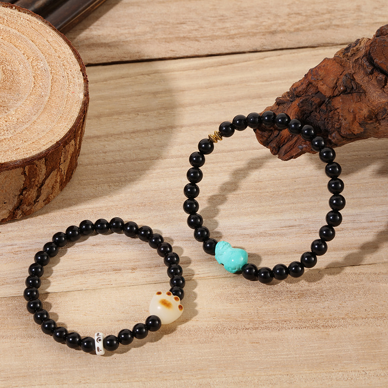 Indonesian Gold Coconut Prayer Beads String Bodhi Cat Claws Single Circle Buddhist Beads Jewelry Green Pine Pixiu Play Bracelet details Picture