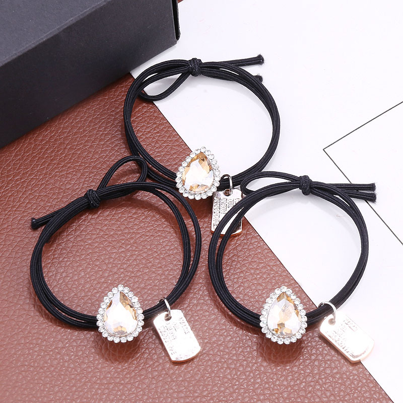 Korean version water diamond hand-tied, yellow crystal hair band, hair tie, sweet ponytail tie, hair tie, rubber band tie, hair accessory Specification image
