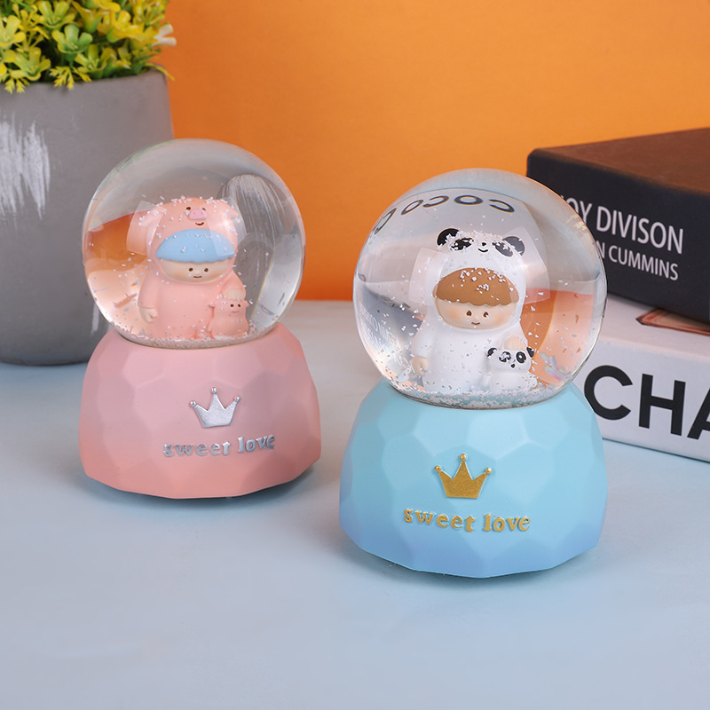 65 Small Luminous Crystal Ball Cute Cartoon Figure Night Light Home Tabletop Decoration Couple Birthday Gift details Picture