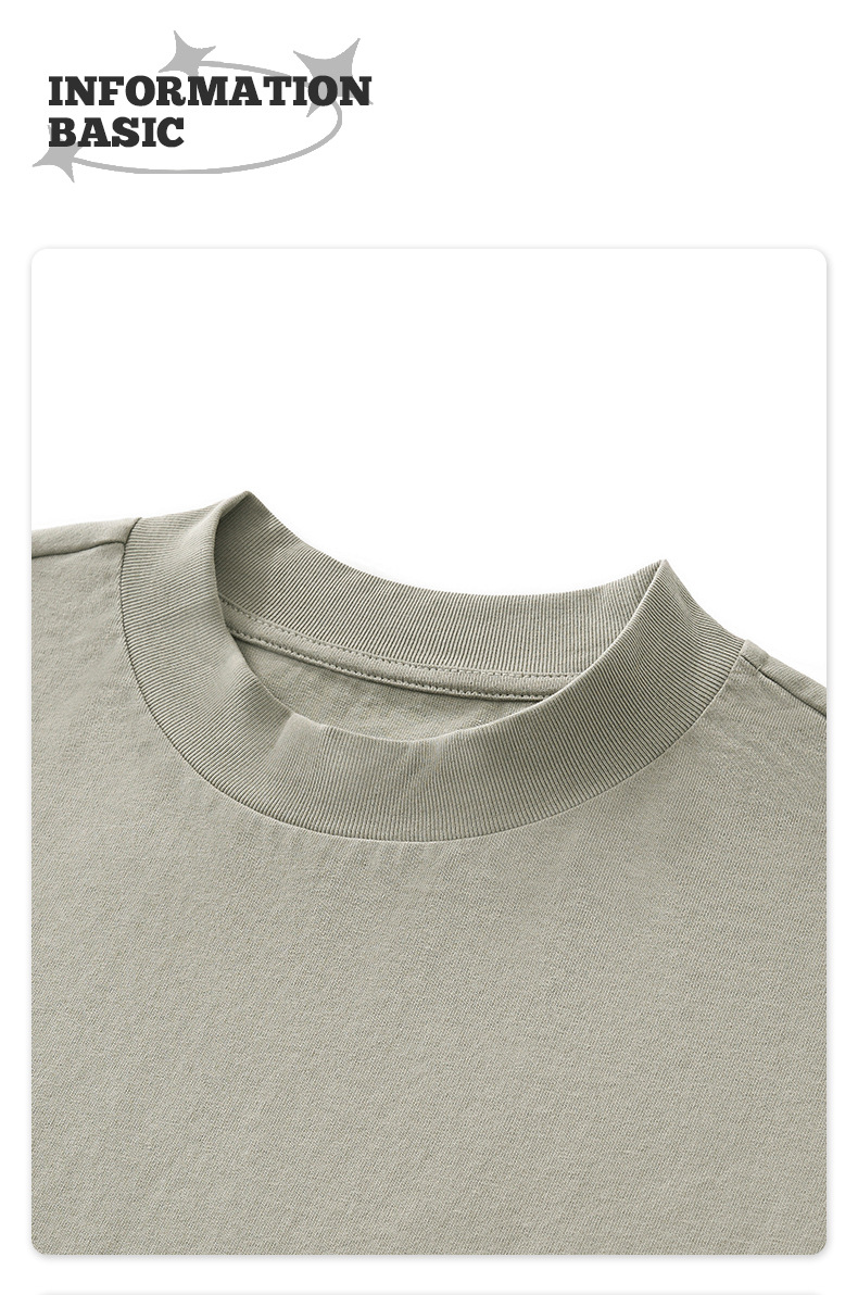 RS男装|跨境小高领250G宽大BF蝙蝠袖t恤男美式FOG复古纯棉短袖t恤详情39