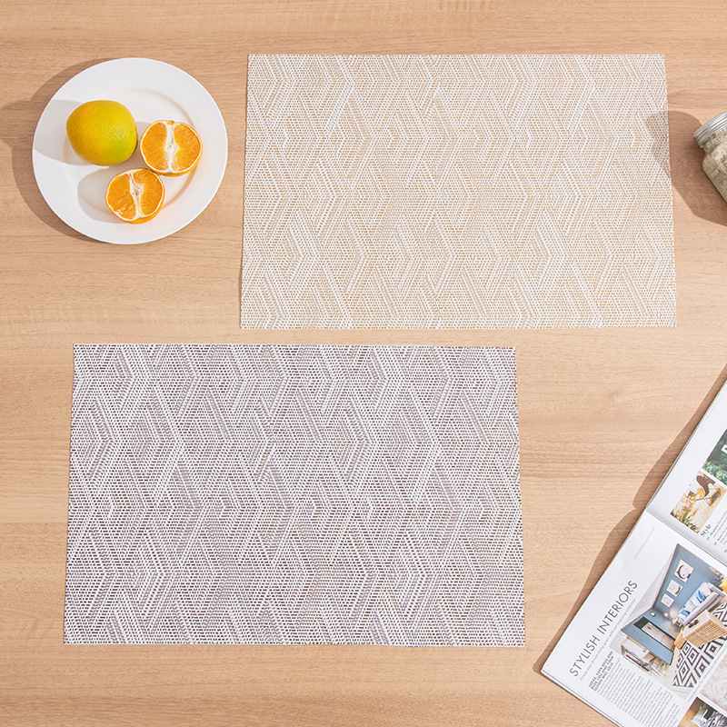 Pvc Table Mat, Square Heat Insulation Mat, Teslin Woven Stripe Anti-Slip Mat, Rhombic Jacquard Western-Style Table Mat, With A High-End Feel Specification drawing