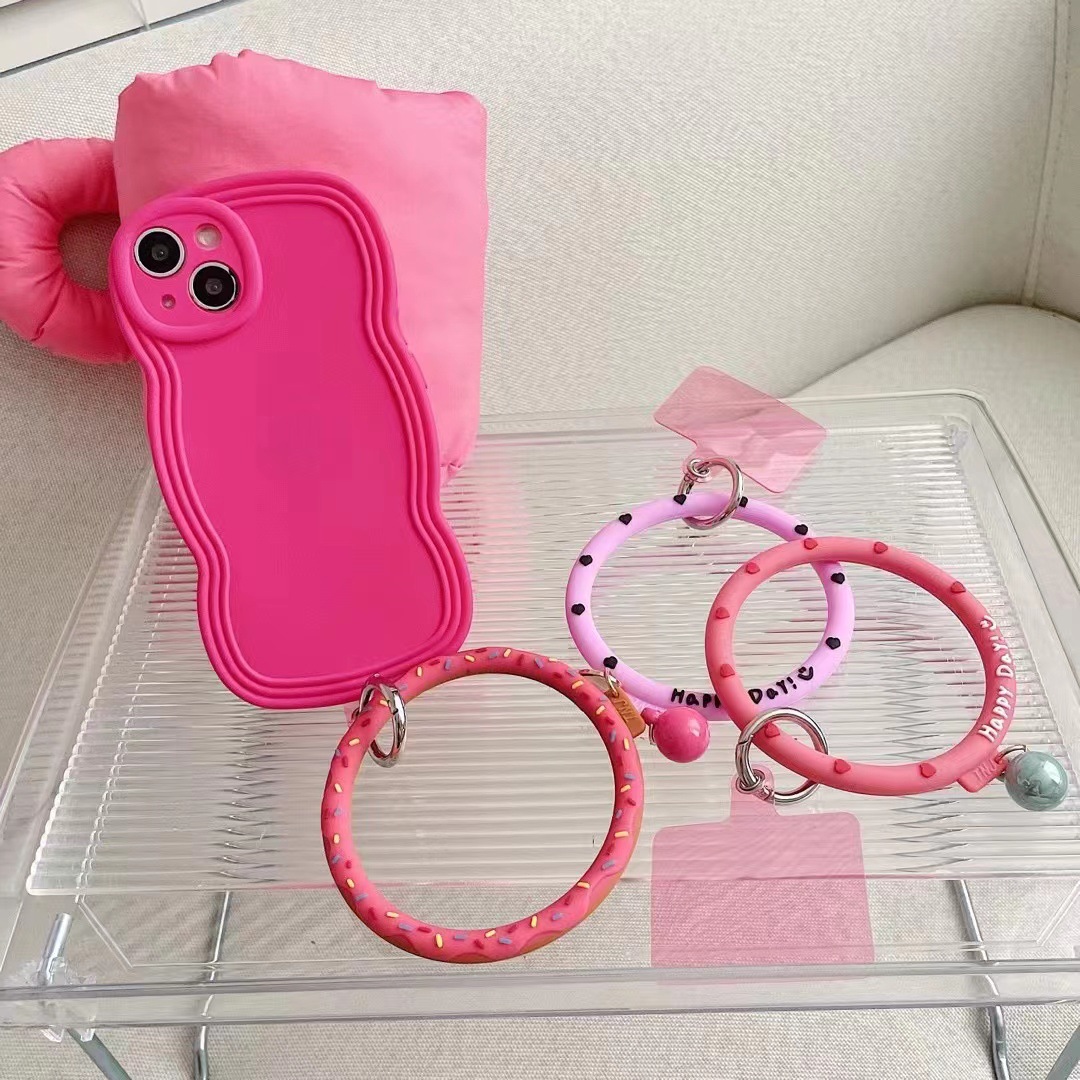 Ins Wind Day South Korea Personality Creative Love Doughnut Clip Mobile Lashings Silicone Anti-Fall Big Ring Wrist Strap Pendant Ring Anti-Loss Mobile Phone Shell General Gasket Pendant Accessories Women Specification drawing