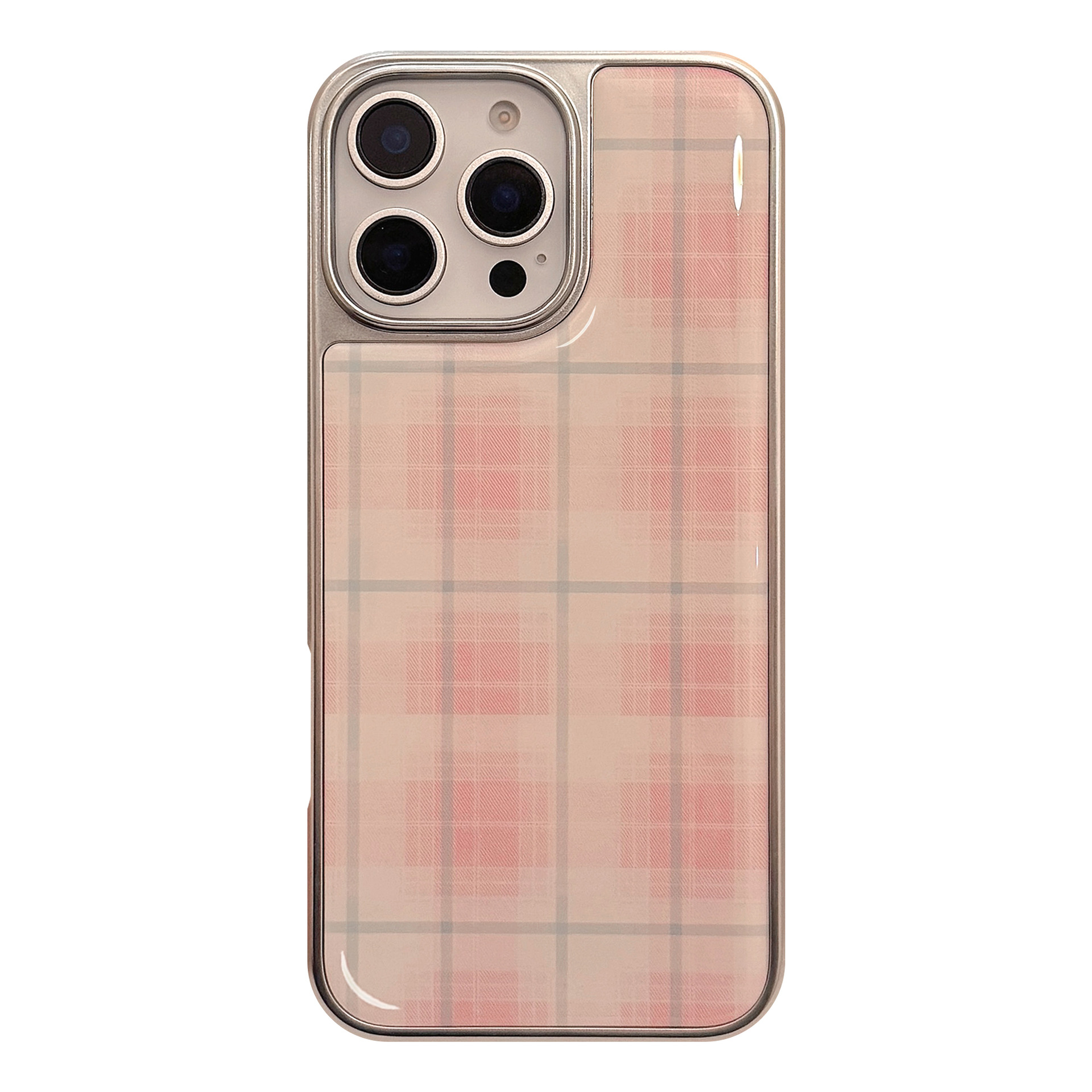 Pink checkered pattern suitable for 16 iPhone 15promax phone cases iPhone 14 resin 17 sweet 15 electroplated Huawei Item Picture