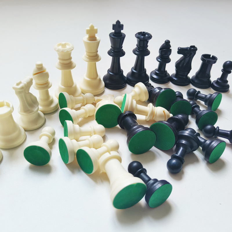 塑料国际象棋散装棋子国大号王高95mm中号王高65mm树脂材料贴绒布