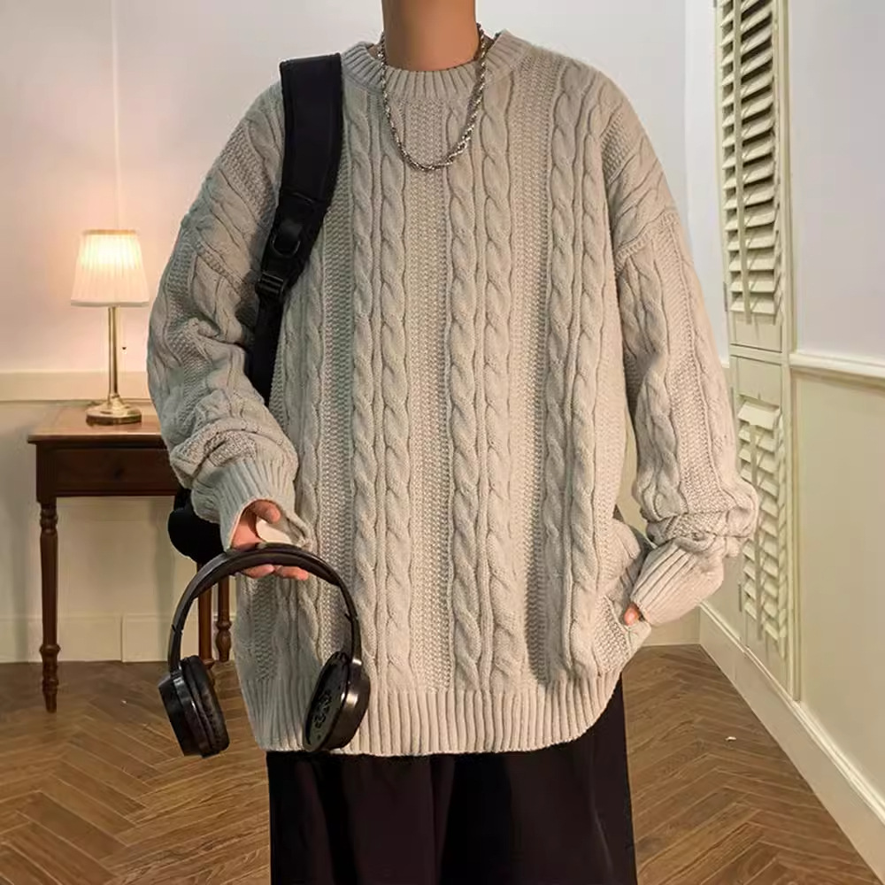 2024 New men's round neck loose, ins trendy brand vintage knitted sweater for spring, autumn and winter details Picture