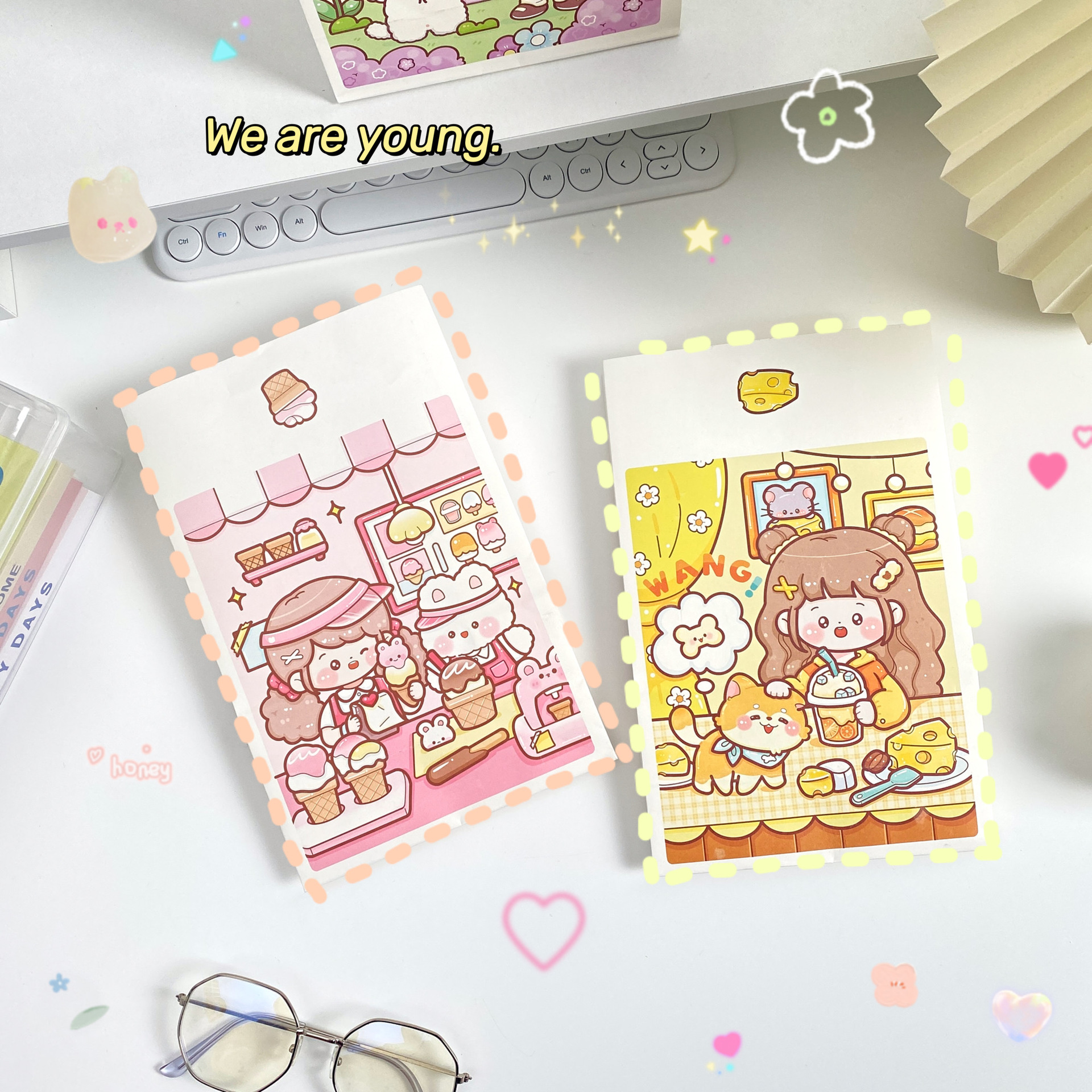 Cartoon Cute Girl Kraft Paper Bag Gift Packaging Festival Gift Bag Birthday Children's Day Packaging Specification drawing