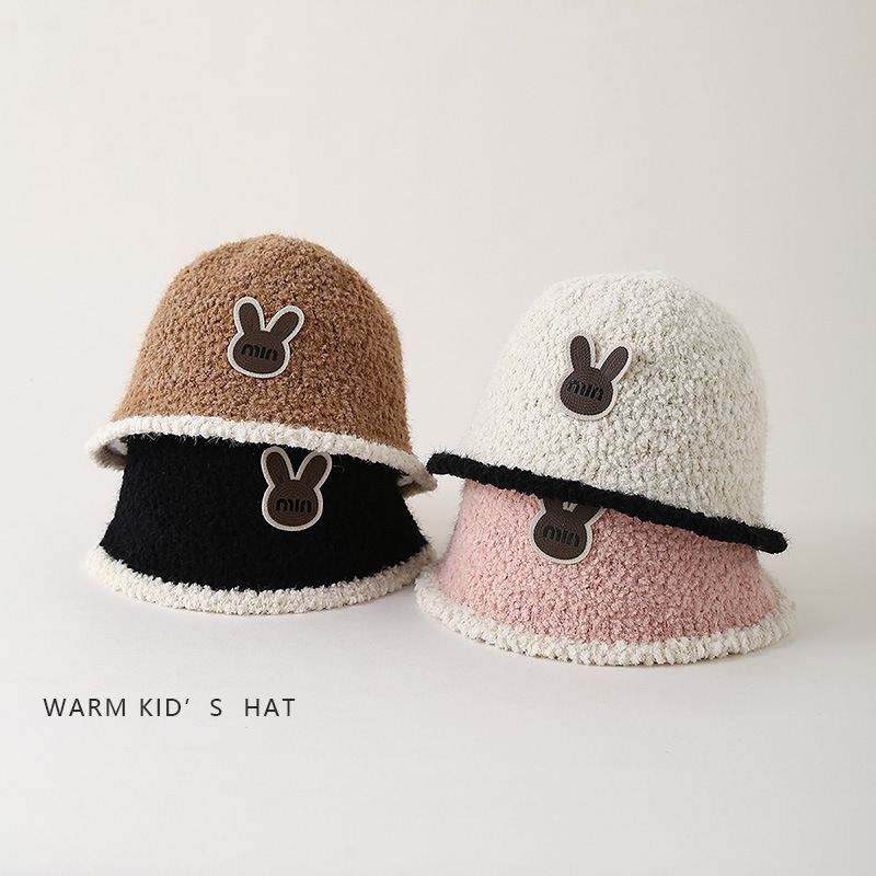 Children's fisherman hats, thickened for autumn and winter, warm plush basin hats for babies, Korean and Japanese style bucket hats for boys and girls Specification image