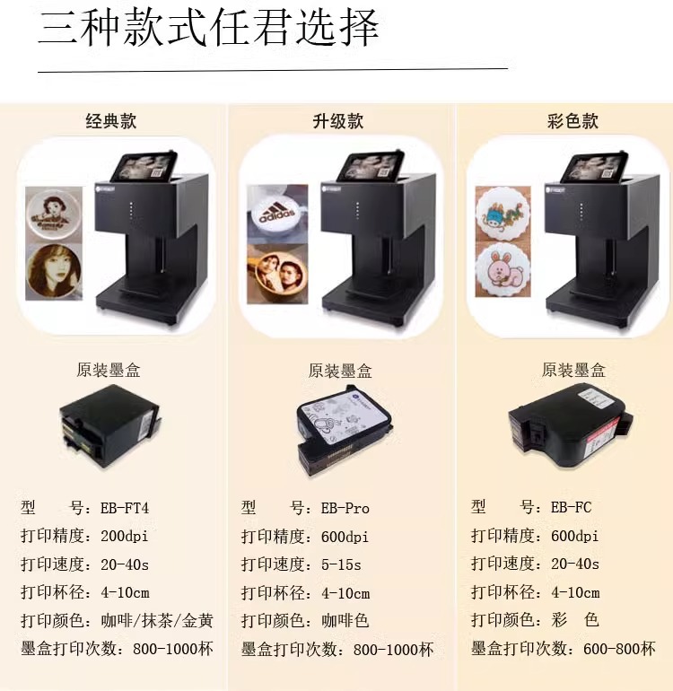 3D咖啡拉花机食品打印机咖啡奶茶蛋糕DIY照片全自动人像打印产品图