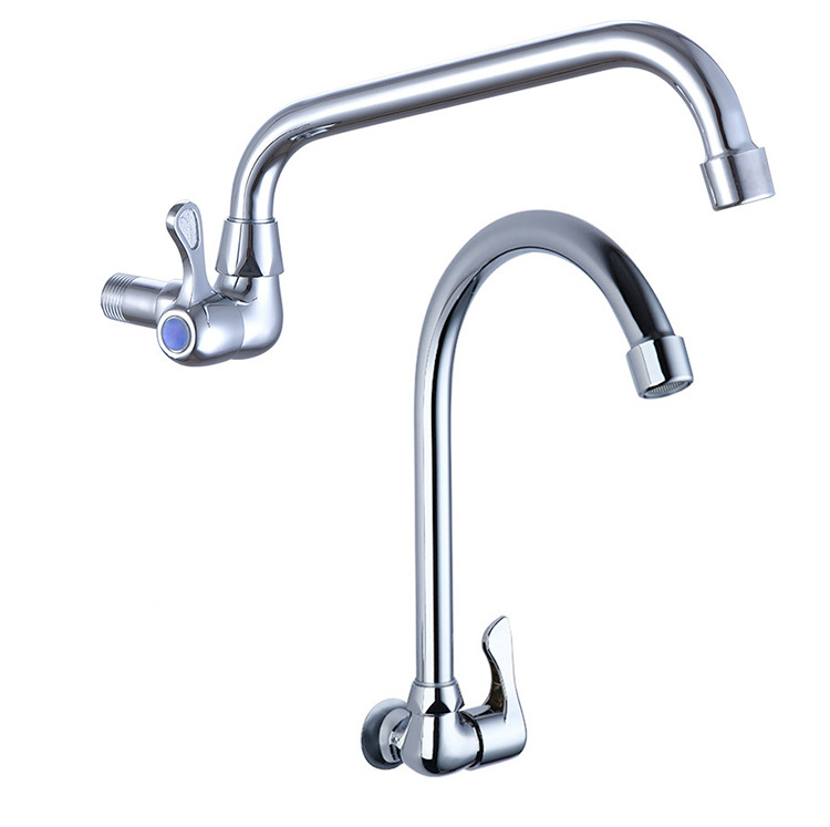 Copper-angle single-cooling kitchen faucet horizontal single-cooling sink sink rotatable wall-mounted faucet Single cooled kitchen faucet