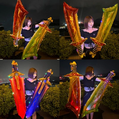 Large Thickened Flash Sword Dragon Sword Children's Toys To Push Balloon Stalls Light Balloon Birthday Party