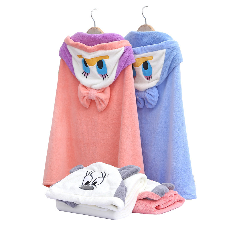 Baby Can Wear Hooded Bath Towel Cartoon Coral Velvet Children's Bathrobe Autumn And Winter Newborn Baby Thick Cloak Wholesale Item Picture