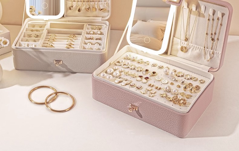Caja de joyas multicapa de gran capacidad orejeras pendientes anillos pendientes collares de alto grado antioxidante accesorios de mano caja de almacenamiento pic 4