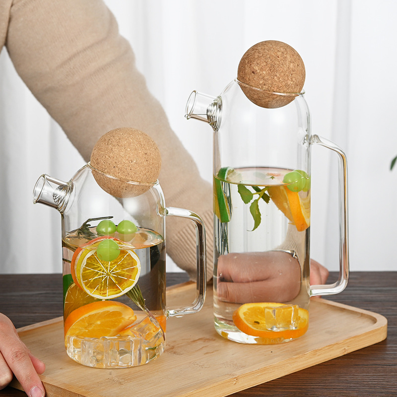 Nordic high-temperature resistant high borosilicate glass teapot for boiling water, cute for girls, household flower and fruit teapot, transparent and simple tea set Specification image