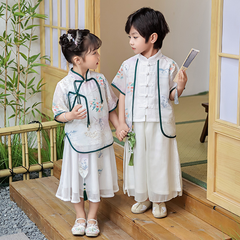 Baby Hanfu Spring Set Boy Costume Chinese Style Spring And Autumn Style Children's Academy Long Sleeve Tang Dress Female Super Fairy Specification drawing