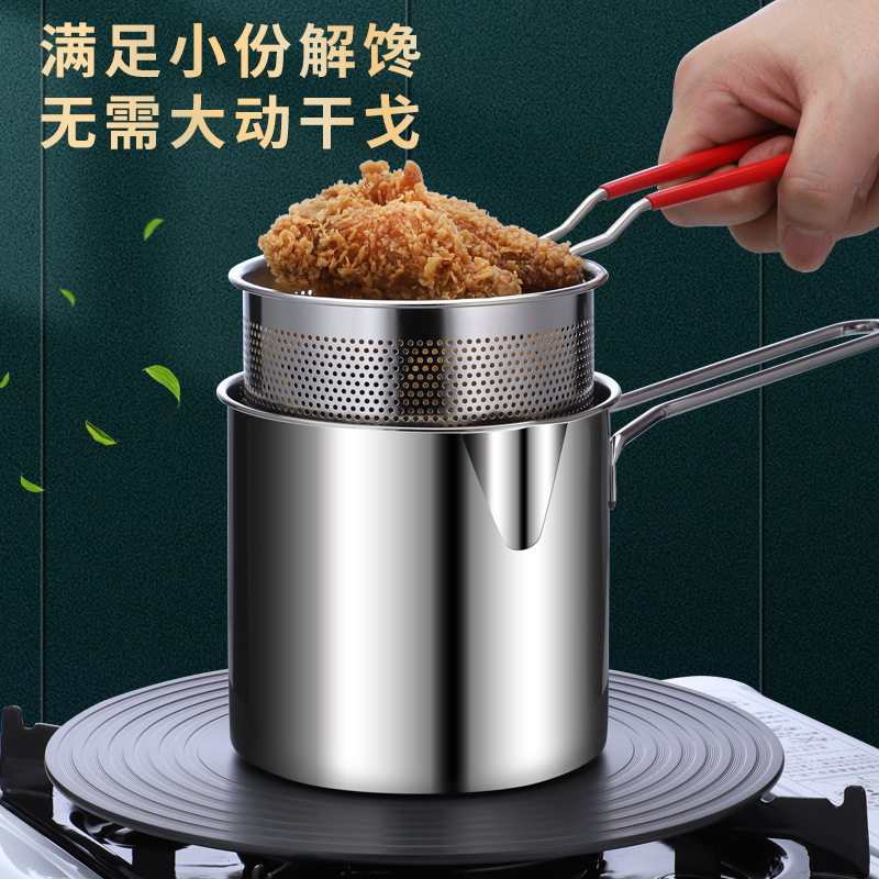 Commercial Multifunctional Fryer Domestic Kitchen 304 Stainless Steel Small Fryer Tempura Mini Fryer With Strainer details Picture
