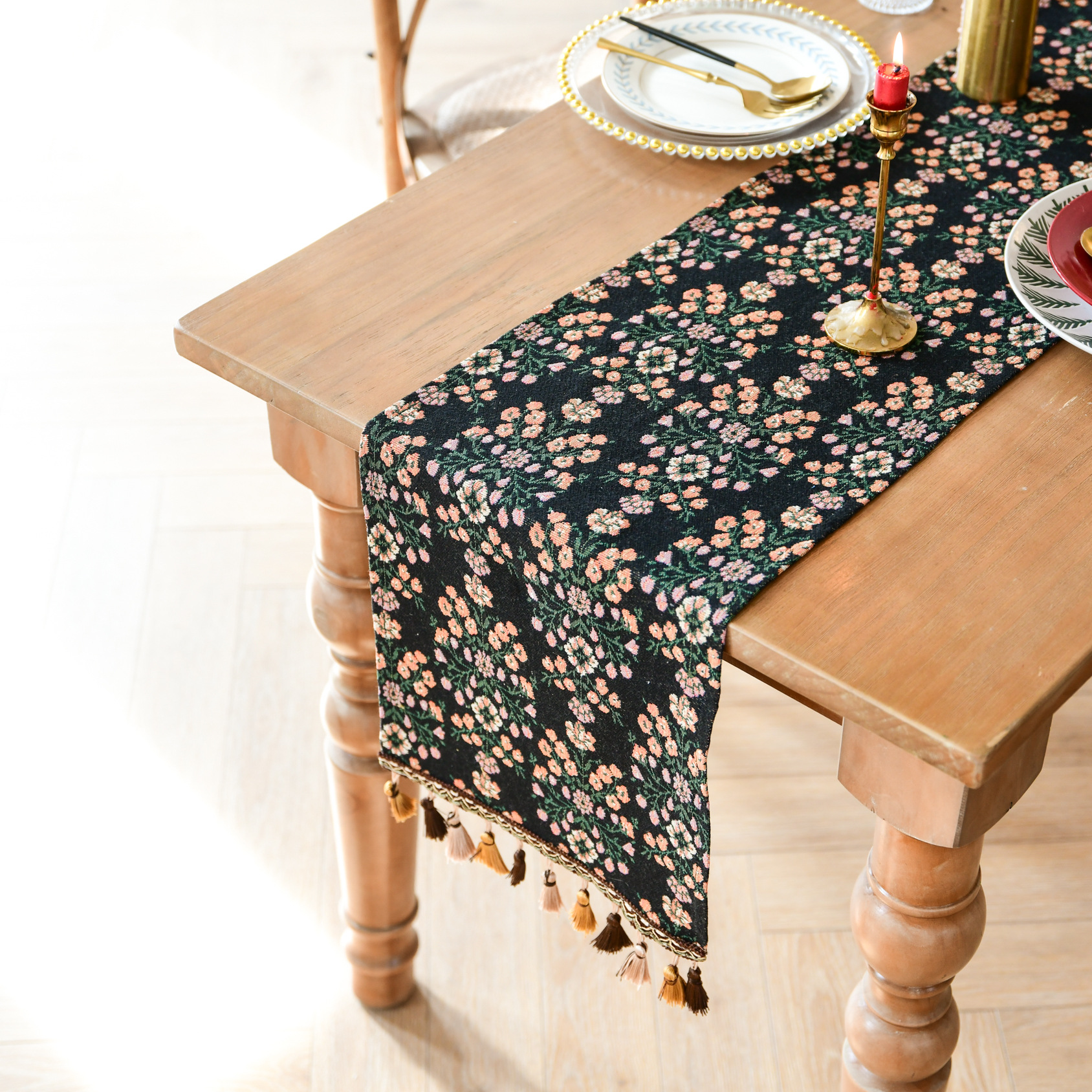 New Bohemian ethnic style heat insulation and anti-scald long strip Suzhou table flag Tea Flag TV cabinet cover wholesale from the manufacturer pic 154